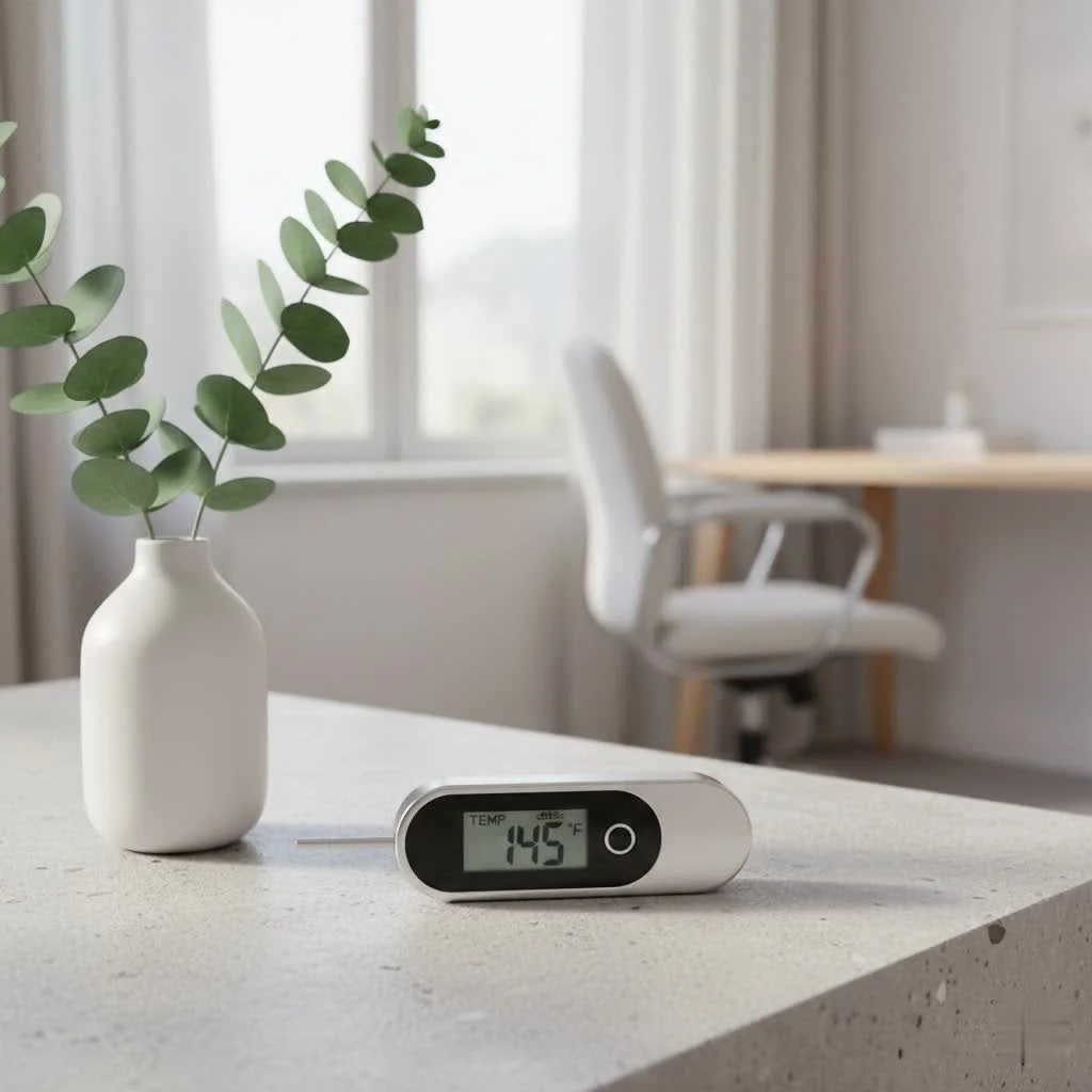 Wireless Bluetooth meat thermometer monitoring a roast