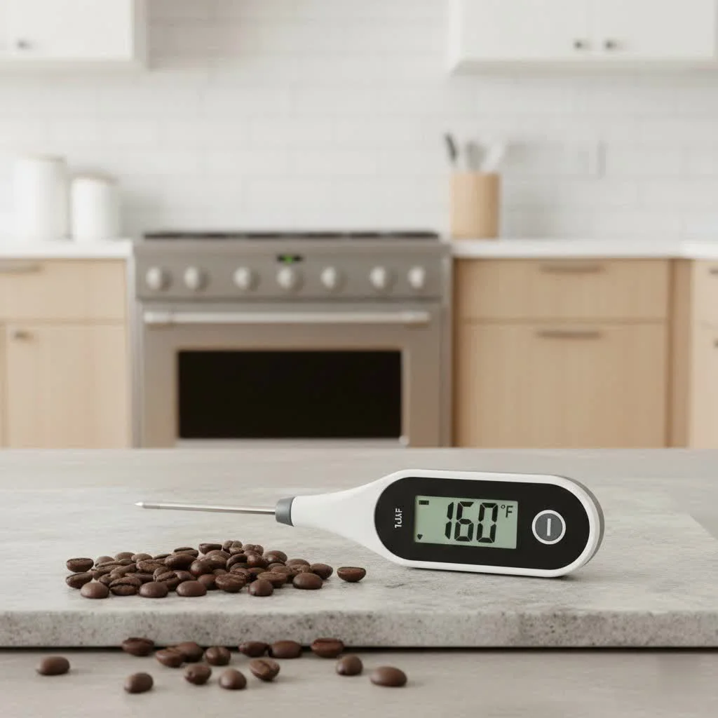 Wireless meat thermometer monitoring a roast in an oven