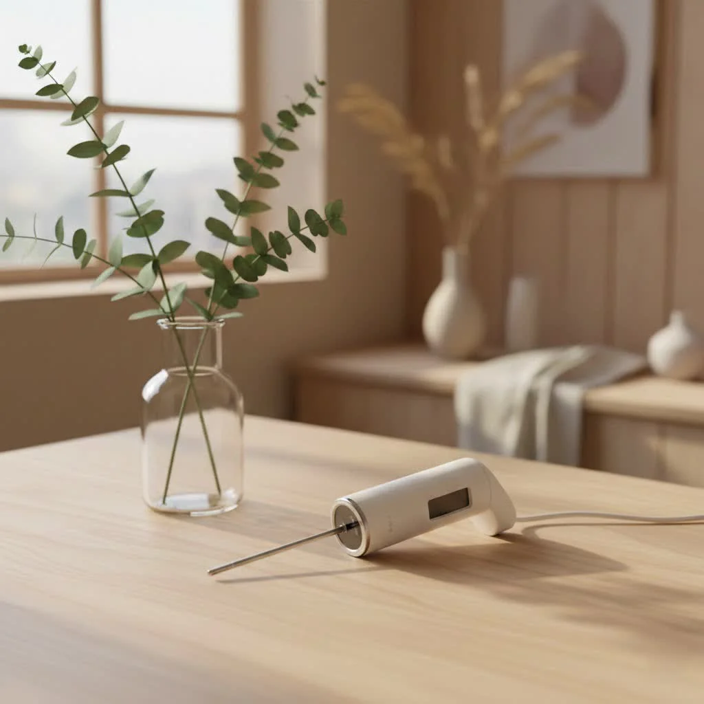 Remote meat thermometer monitoring a roast