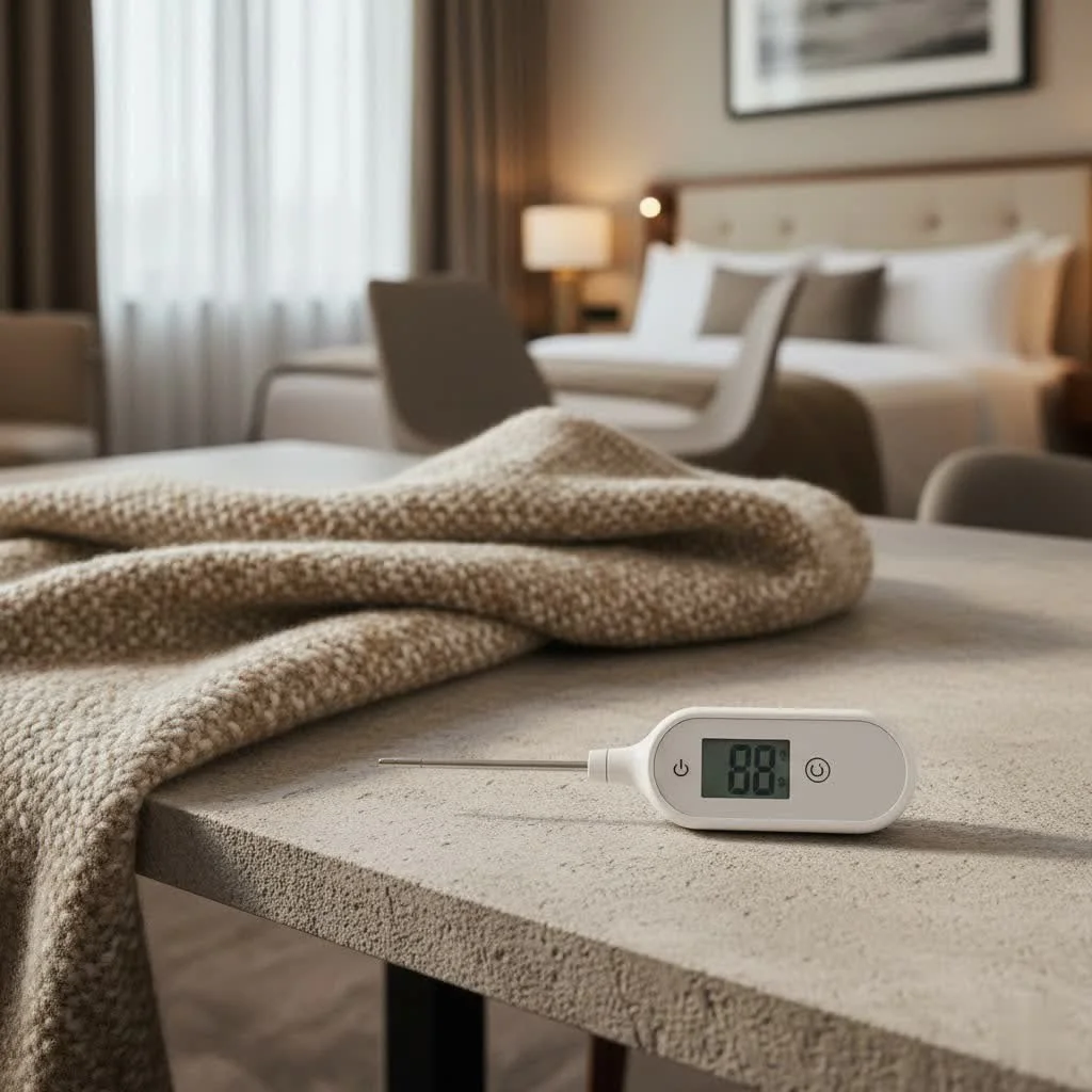 Digital meat thermometer inserted into a roasting chicken