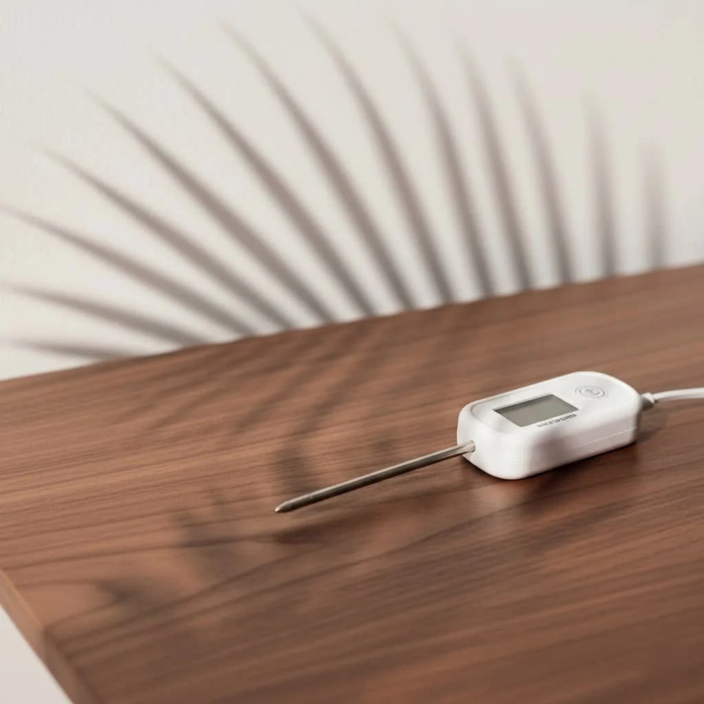 Wireless smart meat thermometer probe in a roast