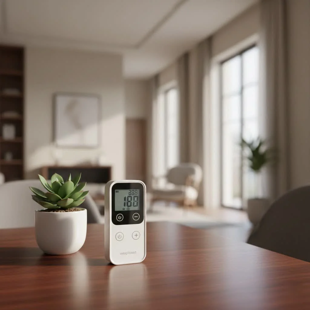 Wireless meat thermometer monitoring steak on a grill