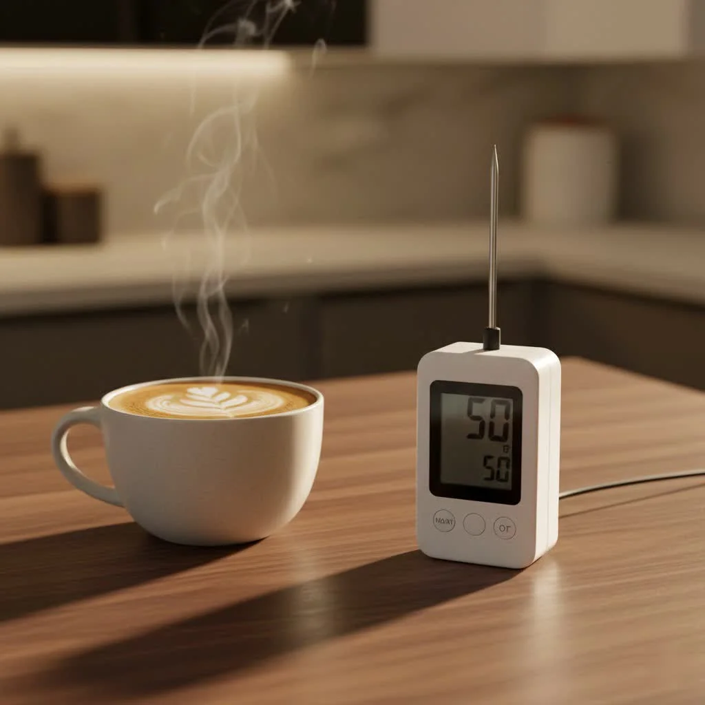 Digital leave-in meat thermometer with probe inserted into a roast